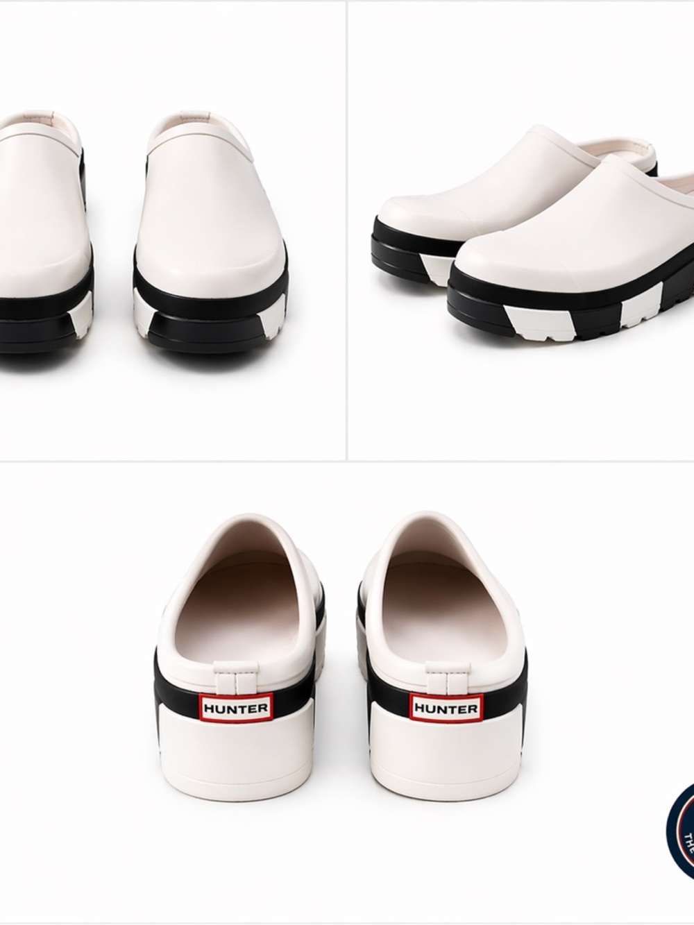 Hunter Clogs Womens US 11 Cream Slip On Rubber Shoes Platform